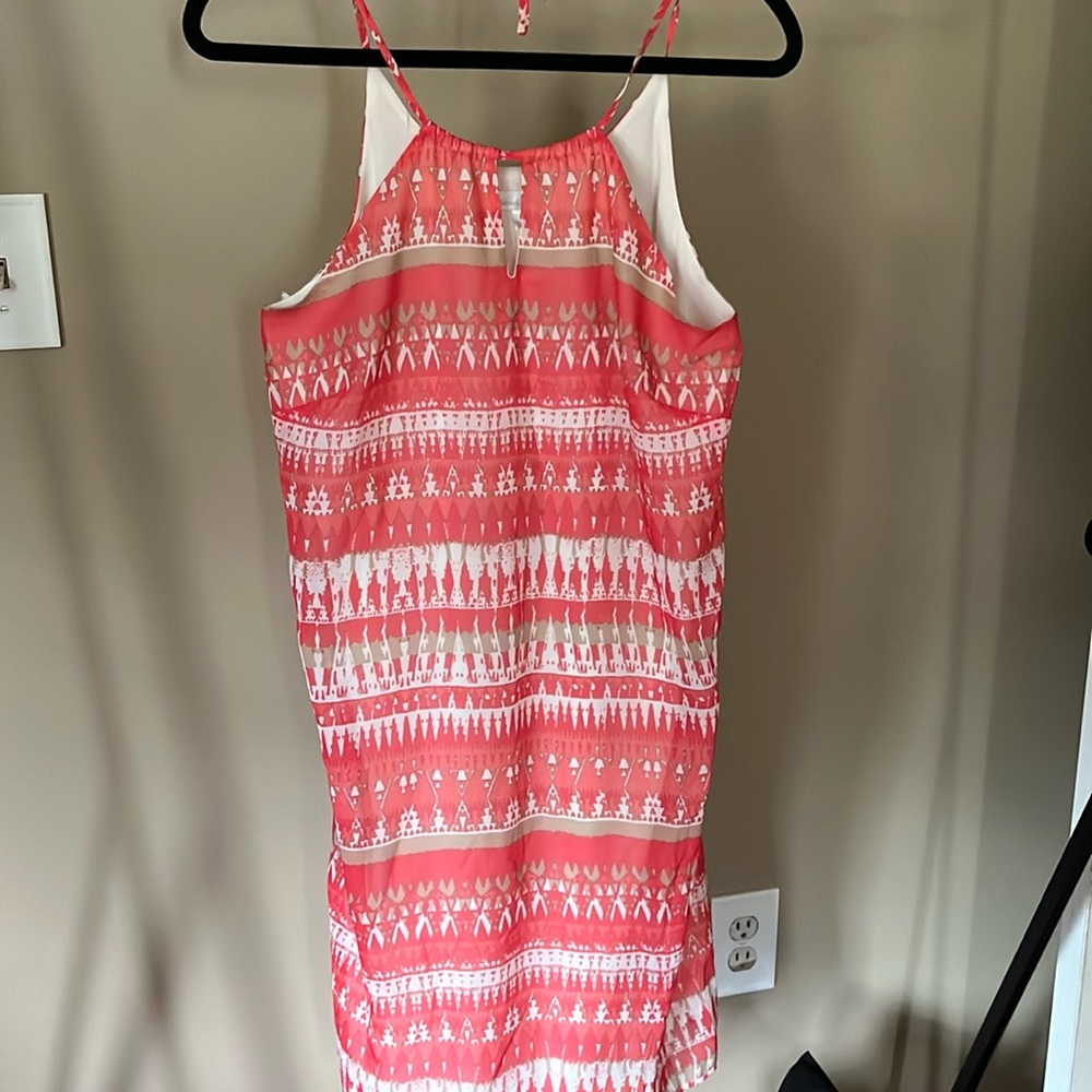 Coral and white dress